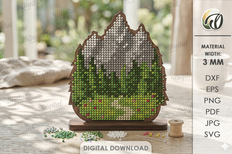 3D Bead Embroidery Stand Laser cut. Beadwork SVG. Nature