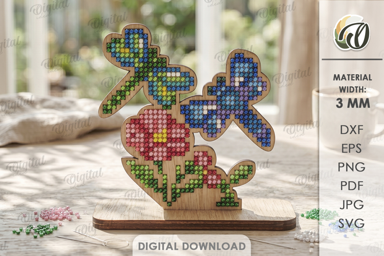 3D Bead Embroidery Stand Laser Cut. Beadwork SVG. Floral