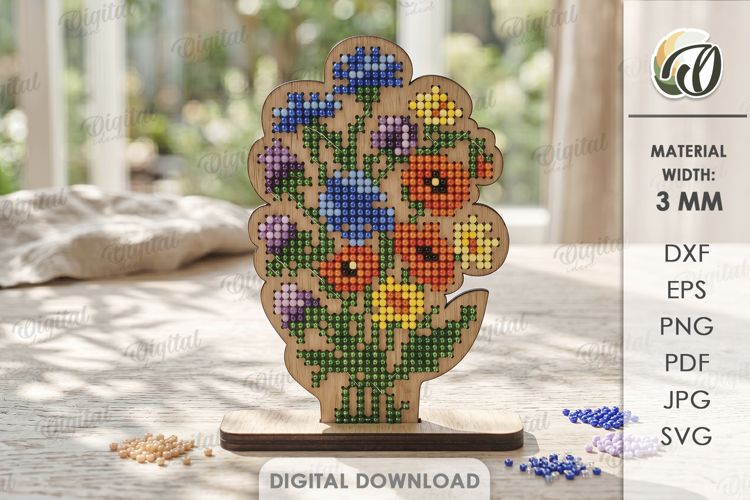 3D Bead Embroidery Stand Laser Cut. Beadwork SVG. Flowers
