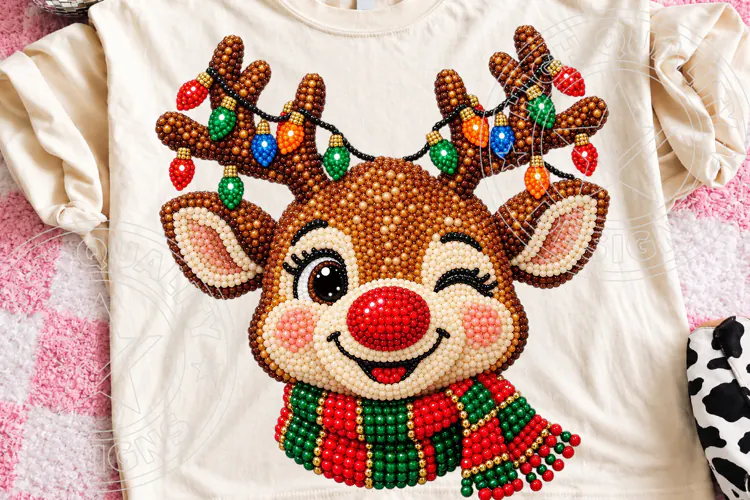 Beaded Christmas Reindeer PNG