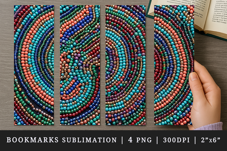 Beaded embroidery printable sublimation bookmark design