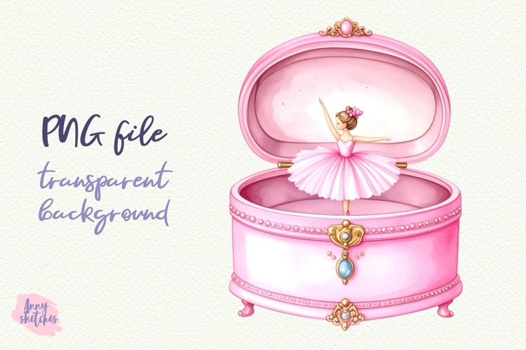 Pink Music Box with Ballerina Clipart Ballet Coquette PNG