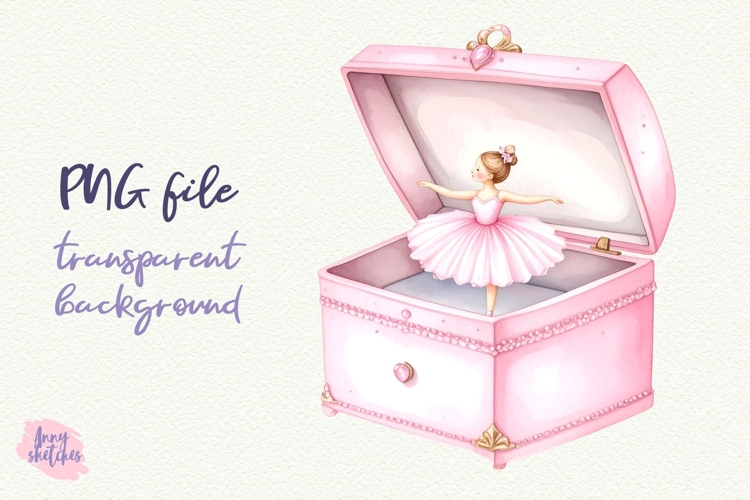 Pink Music Box with Ballerina Clipart Ballet Coquette PNG