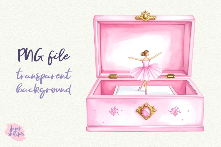 Pink Music Box with Ballerina Clipart Ballet Coquette PNG
