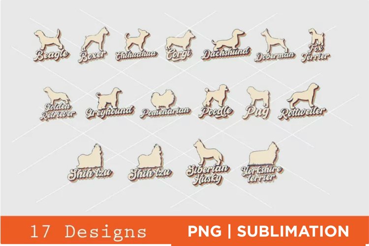 17 Retro Dog Breed Sublimation