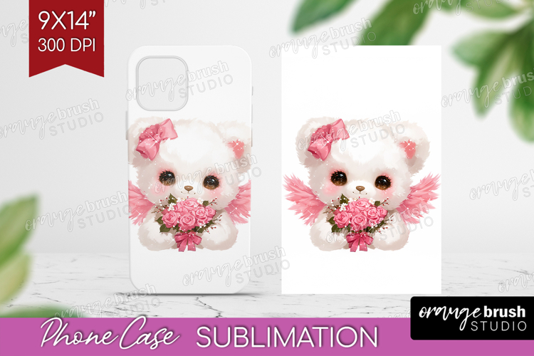 Bear Valentine Phone Case PNG Cute Valentines Day Case PNG