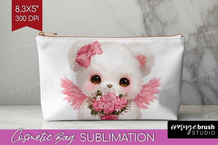 Bear Valentine Cosmetic Bag Cute Valentines Day Makeup Bag
