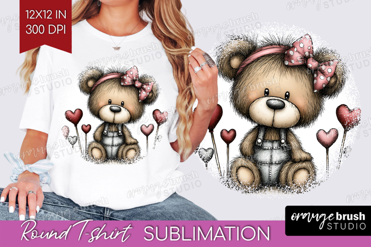 Bear Valentine Round Tshirt Background Whimsical Animal PNG