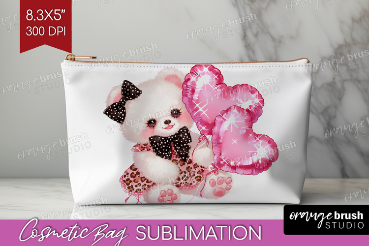 Bear Valentine Cosmetic Bag Cute Valentines Day Makeup Bag