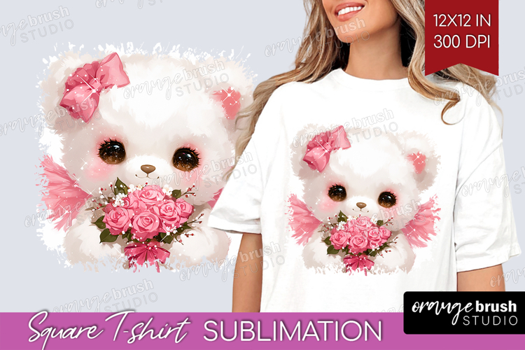 Bear Valentine Square Tshirt Background Cute Valentines Day