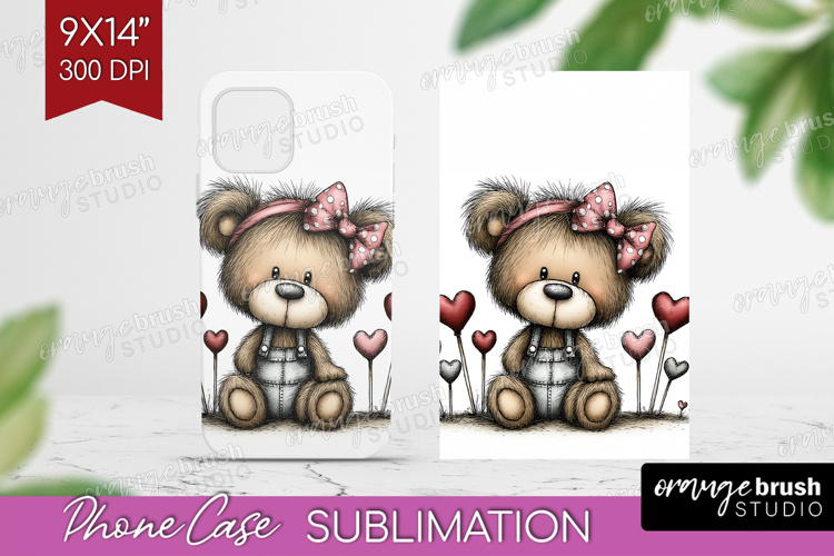 Bear Valentine Phone Case PNG Whimsical Animal Case PNG