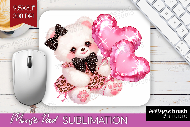 Bear Valentine Mouse Pad Sublimation Cute Valentines Day PNG