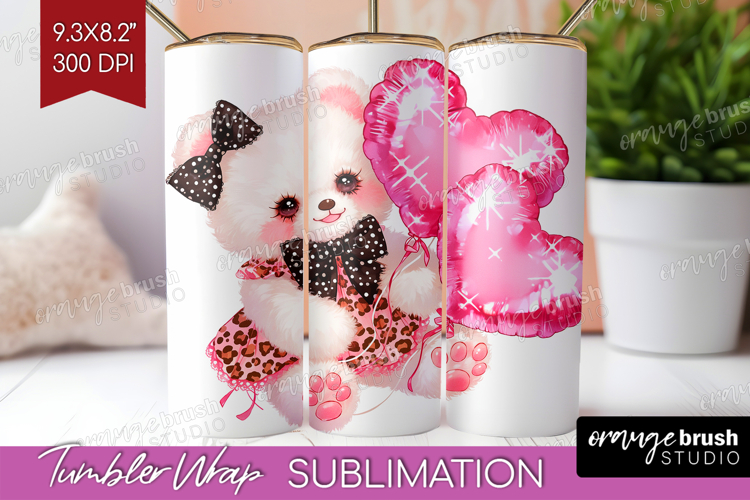 Bear Valentine Tumbler Wrap Cute Valentines Day Tumbler PNG
