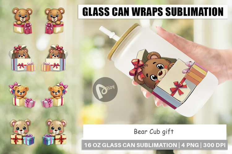 Glass Can Bear Cub Gift