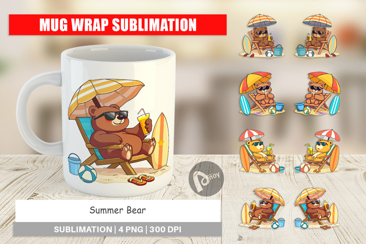 Mug Wrap Summer Bear