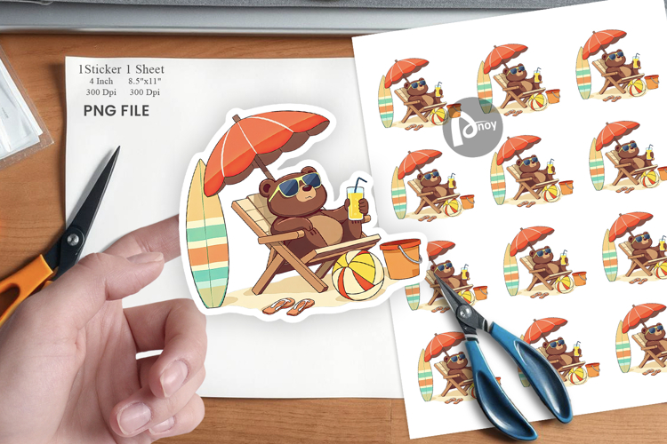 Summer Bear Sticker