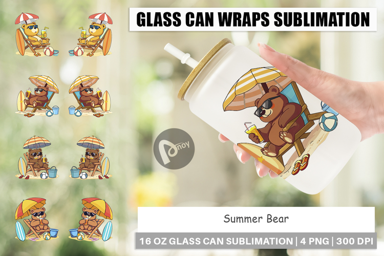 Glass Can Summer Bear