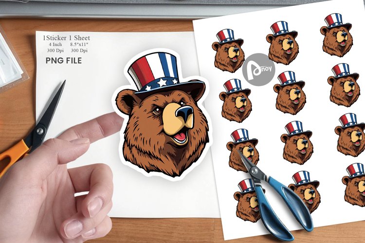 Bear Patriotic Sticker