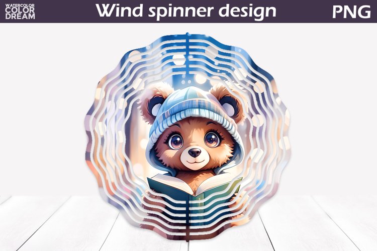 Bear Book Wind Spinner | Book Lover Wind Spinner example image 1