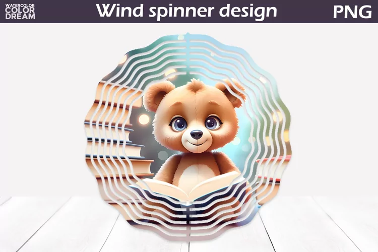 Bear Book Wind Spinner | Book Lover Wind Spinner