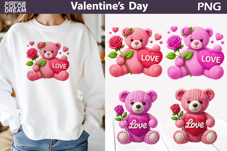 Bear Valentine Clipart | Valentines Day Sublimation