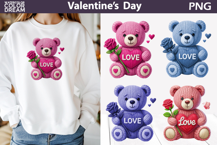 Bear Valentine Clipart | Valentines Day Sublimation
