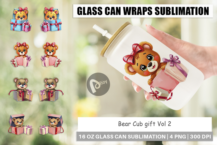 Glass Can Bear Cub Gift