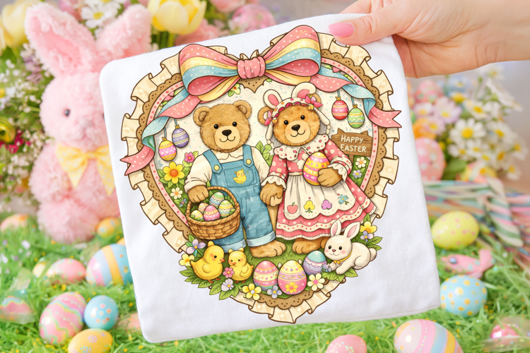 Retro Vintage Easter PNG, Happy Easter PNG, Easter Bear PNG
