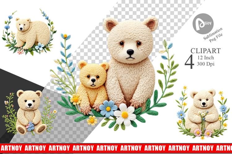 Bear Embroidery Clipart