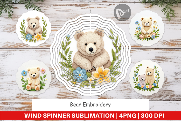 Wind Spinner Bear Embroidery