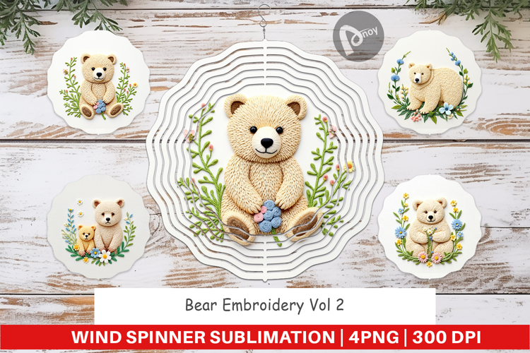 Wind Spinner Bear Embroidery