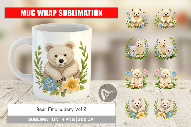 Mug Wrap Bear Embroidery