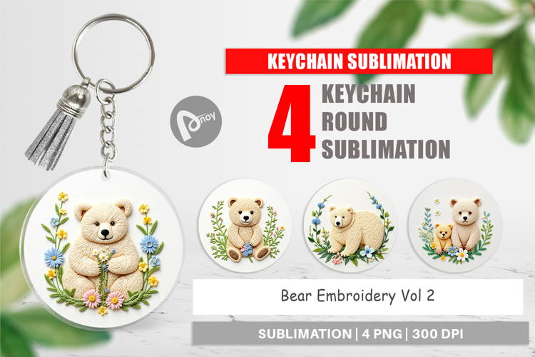 Keychain Bear Embroidery