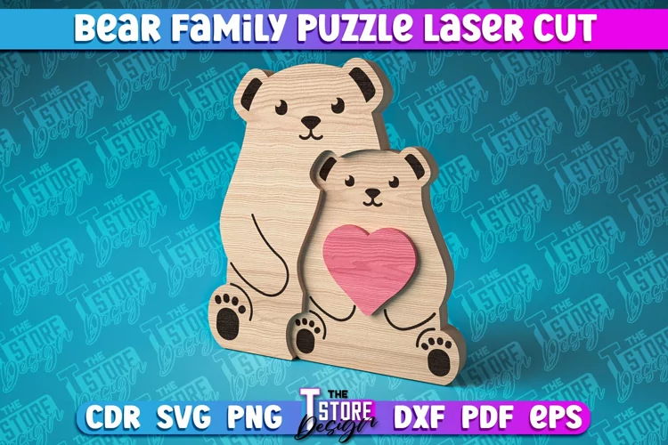Bear Family Puzzle Laser Cut | Puzzle Laser Cut Design |CNC