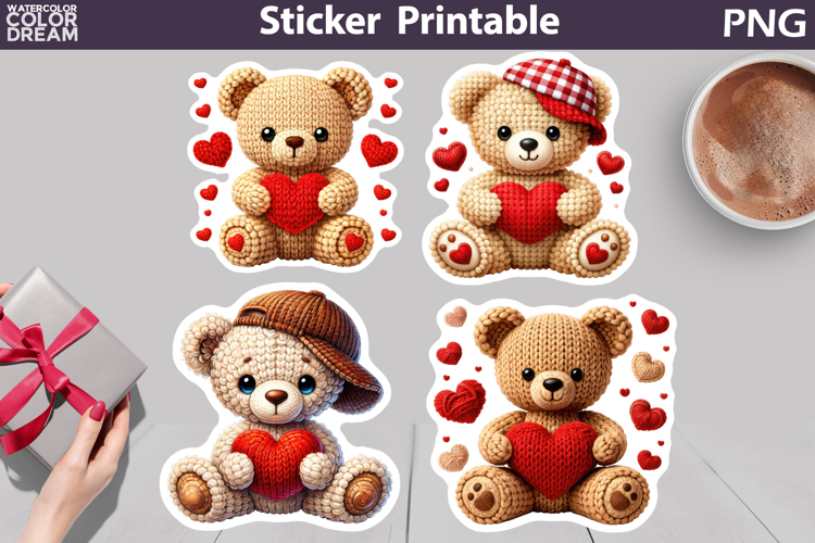 Valentine Animals Sticker | Bear Heart Sticker