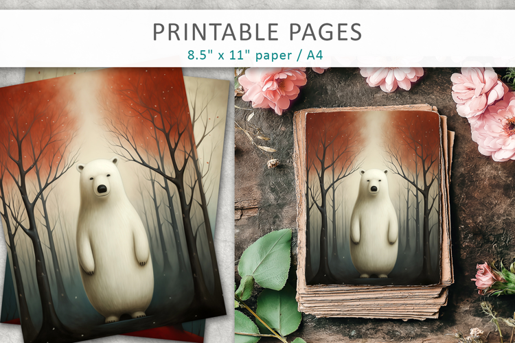 Whimsical Woodland Bear Junk Journal Pages