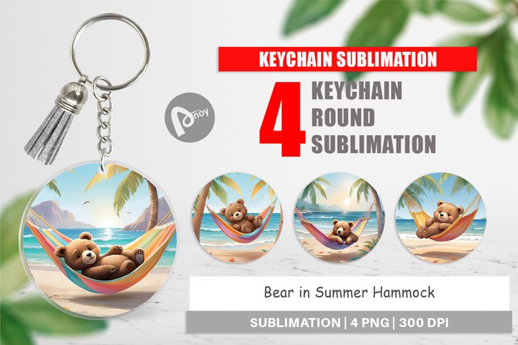 Keychain Bear in Summer Hammock