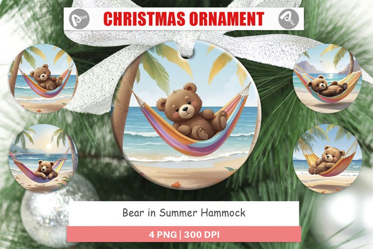Christmas Ornaments Bear in Summer Hammock