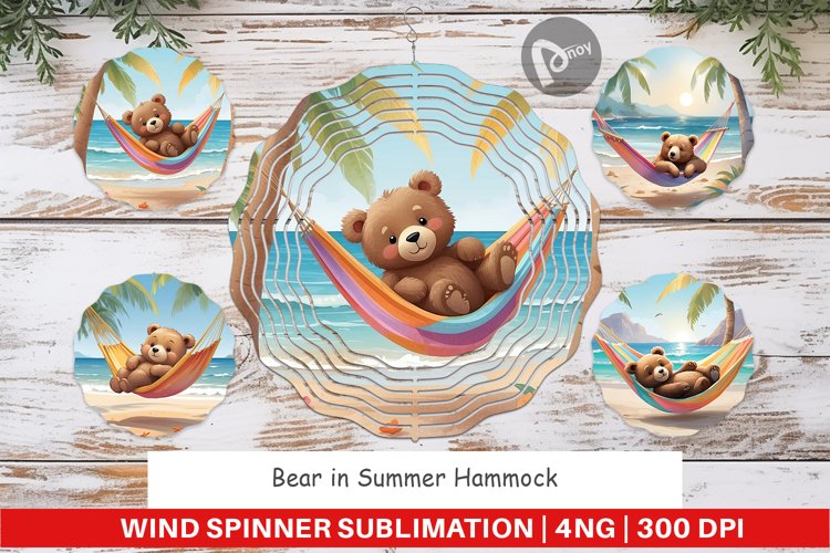 Wind Spinner Bear in Summer Hammock