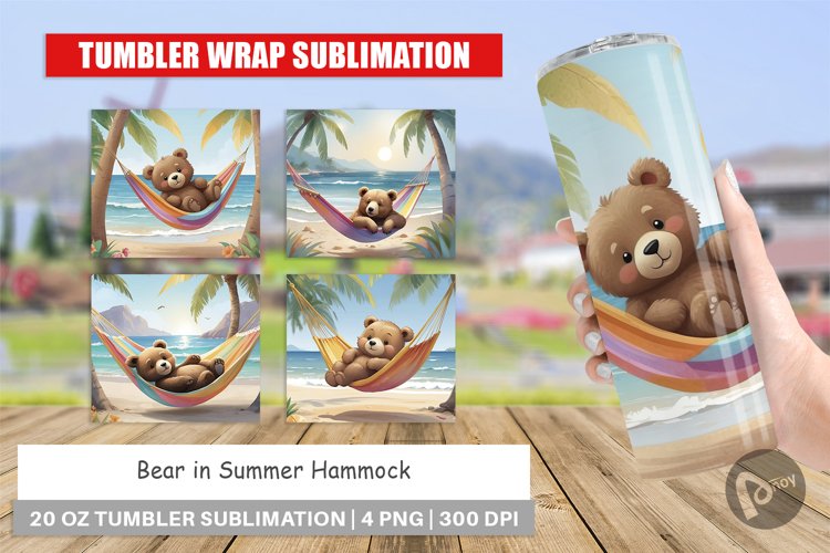 Tumbler Wrap Bear in Summer Hammock