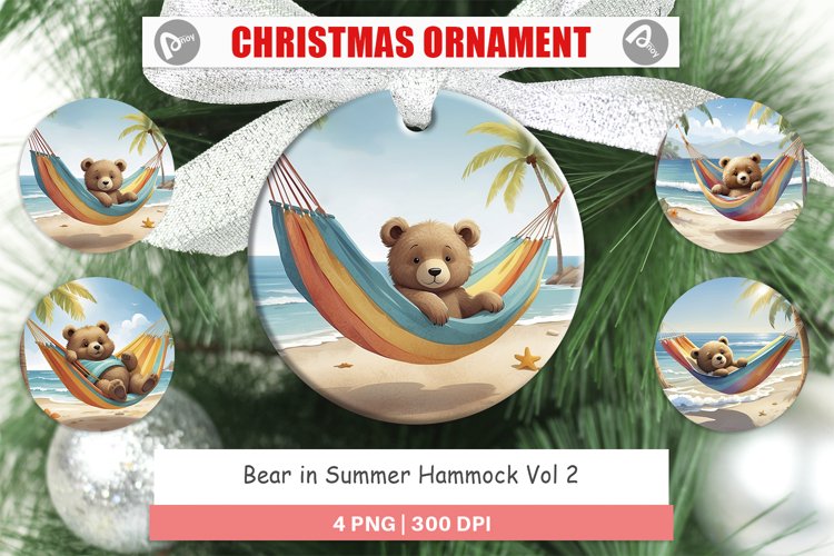 Christmas Ornaments Bear in Summer Hammock