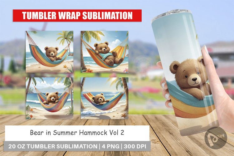 Tumbler Wrap Bear in Summer Hammock