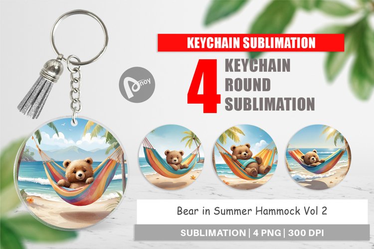 Keychain Bear in Summer Hammock