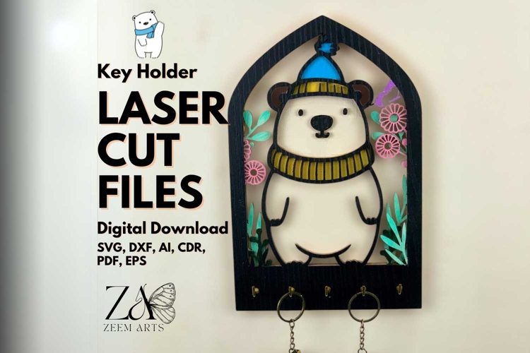 Polar Beer Arch Key Holder Laser Cut Files & SVG Files