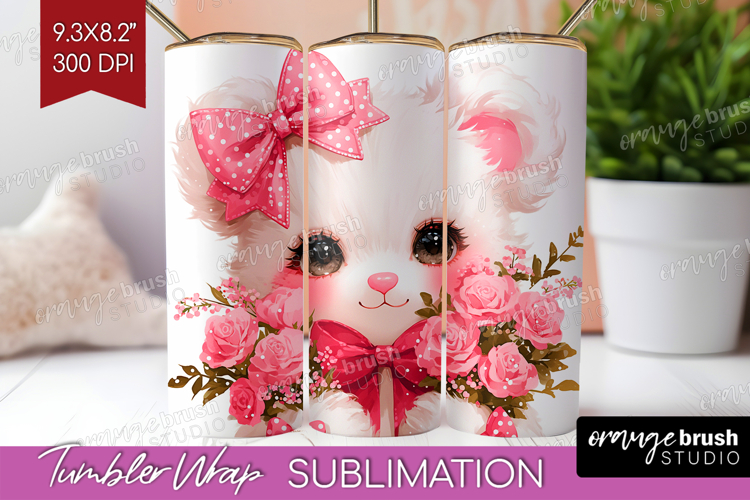 Bear Roses Valentine Tumbler Wrap Cute Valentines Day PNG