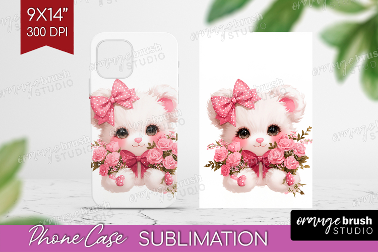 Bear Roses Valentine Phone Case PNG Cute Valentines Day Case