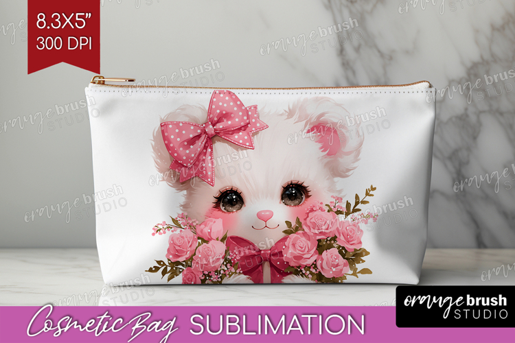 Bear Roses Valentine Cosmetic Bag Cute Valentines Day Makeup