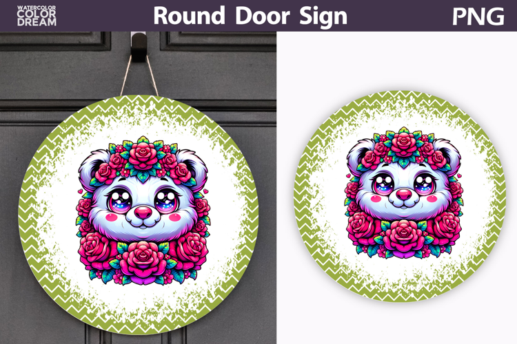 Bear Floral Round Sign | Mothers Day Sublimation
