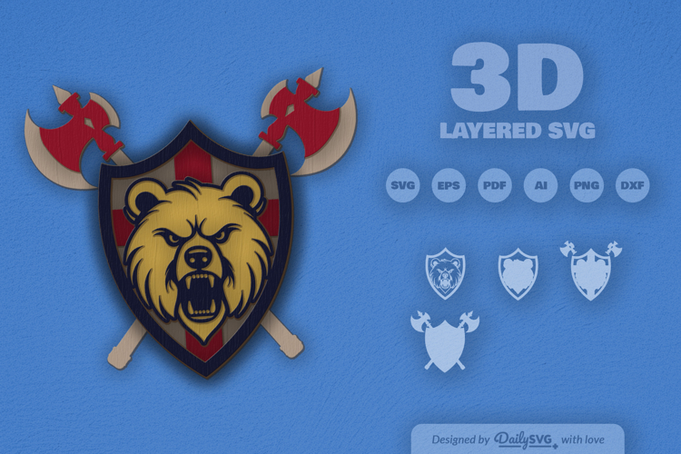 Bear Shield Layered Laser Cut