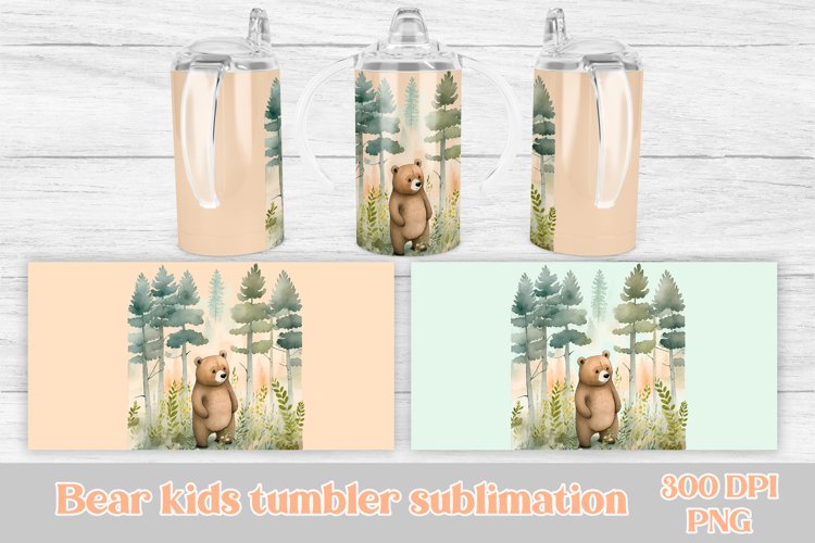 Bear sippy cup sublimation | Bear kids tumbler